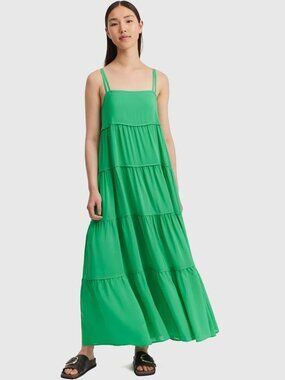 Country Road Green Tiered Maxi Dress with Crisscross Straps